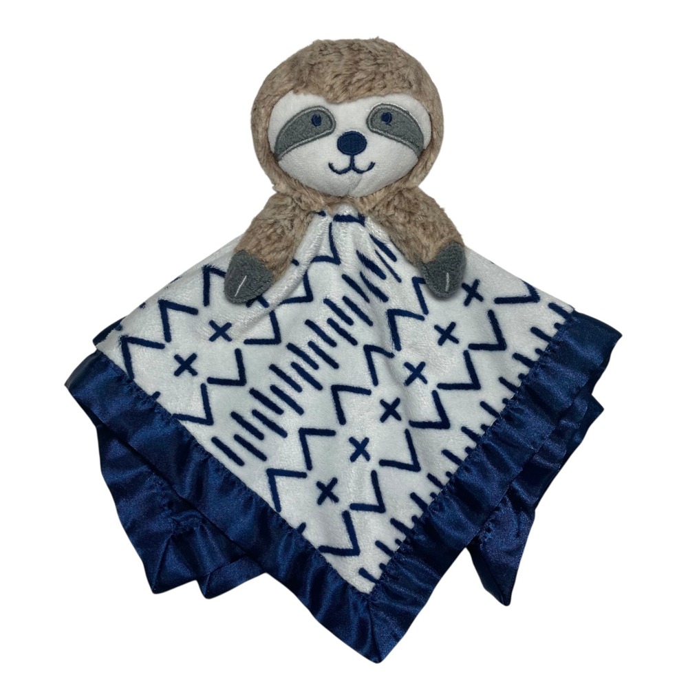 Cloud Island Sloth Lovey 14" Security Blanket Brown Blue Satin 2020 Target